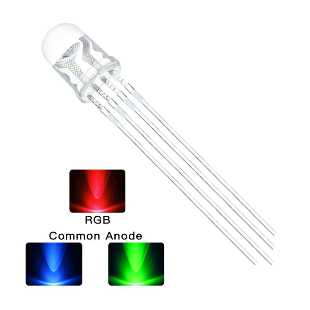 20pcs 5mm Round top Water clear Multicolor 4 pins Common Cathode RGB LED light