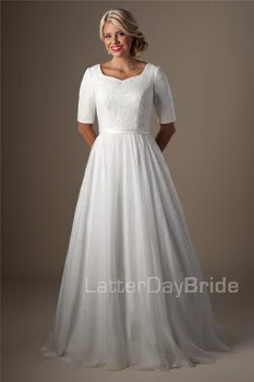 Vintage Lace Modest Wedding Dresses 2019 Sleeves Chiffon Half Sleeves Simple Buttons Informal Country Bridal Gowns A-line Sale
Vintage Lace Modest Wedding Dresses 2019 Sleeves Chiffon Half Sleeves Simple Buttons Informal Country Bridal Gowns A-line Sale
