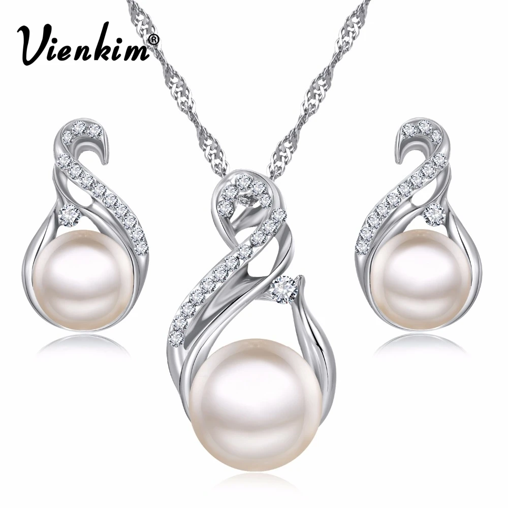 Vienkim Trendy Jewelry Sets Wedding Silver Color Earrings Simulated Pearl Jewelry Set Women Necklace Set Bijoux collier brincos
Vienkim Trendy Jewelry Sets Wedding Silver Color Earrings Simulated Pearl Jewelry Set Women Necklace Set Bijoux collier brincos