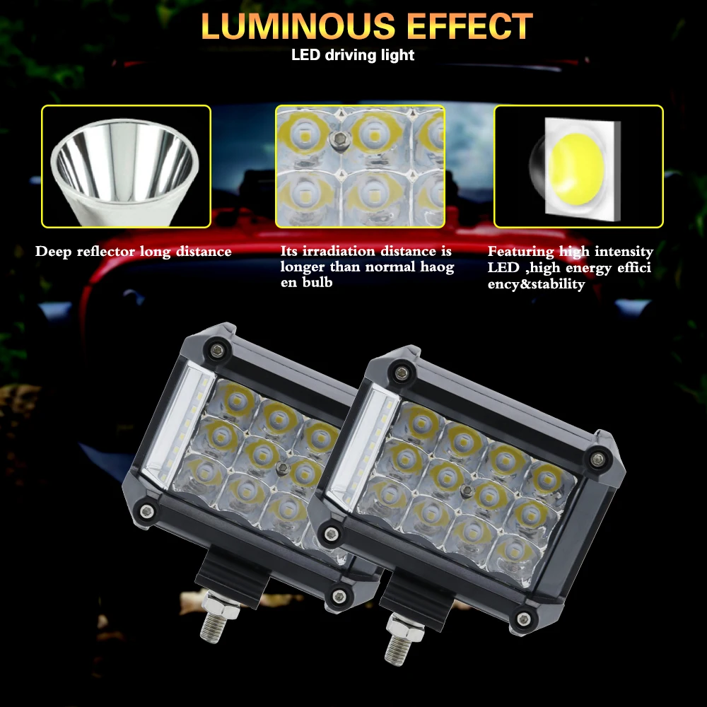 2pcs 4 57W LED Work Light Flood 4x4 Offroad Led Bar Light Driving Lamp Headlight Trucks Boat ATV SUV 4WD 12v 24v (14)