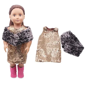 Doll clothes Golden ladylike dress + grey fur toy accessories fit 18 inch Girl doll and 43 cm baby dolls c318
Doll clothes Golden ladylike dress + grey fur toy accessories fit 18 inch Girl doll and 43 cm baby dolls c318
