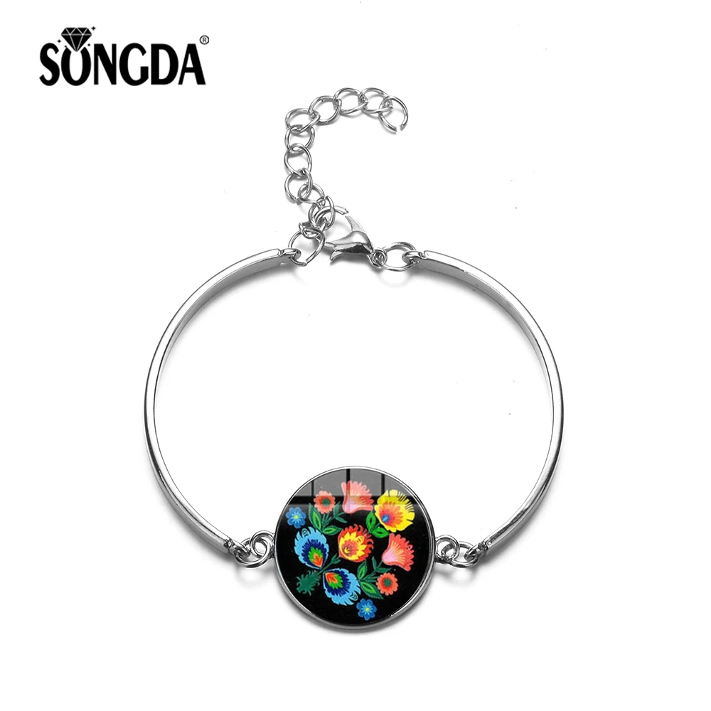 SONGDA Temperament Polish Folk Art Patterns Silver Plated Bracelets for Women 3D Effect Glass Picture Cabochon Handmade Jewelry
SONGDA Temperament Polish Folk Art Patterns Silver Plated Bracelets for Women 3D Effect Glass Picture Cabochon Handmade Jewelry