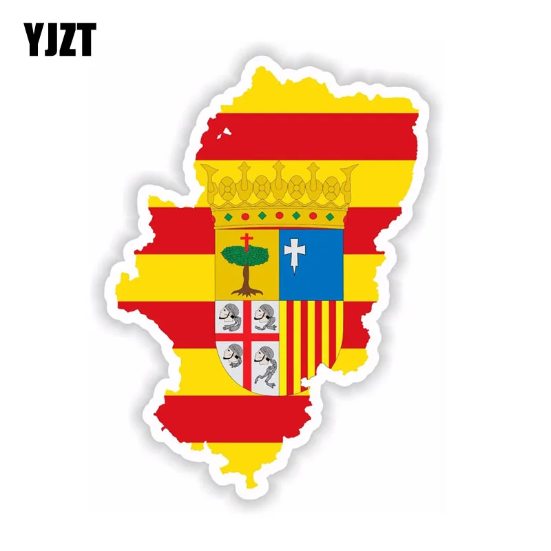 

YJZT 11CM*15.3CM Car Accessories Aragon Of Spain Map Flag Car Sticker Motorcycle Helmet Decal 6-1726