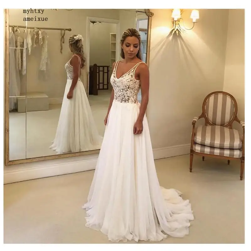 A Line Cheap Sexy Wedding Dress 2019 Open Back Applique Lace Top Bridal Gown Deep V Neck Wedding Gowns Vestido De Noiva
A Line Cheap Sexy Wedding Dress 2019 Open Back Applique Lace Top Bridal Gown Deep V Neck Wedding Gowns Vestido De Noiva