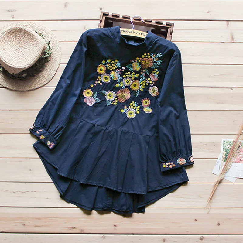 Spring Autumn Casual Sweet Shirt Women Clothing Stand Collar Long Sleeve Floral Embroidery Tops Cotton Blouses Blusa U471
Spring Autumn Casual Sweet Shirt Women Clothing Stand Collar Long Sleeve Floral Embroidery Tops Cotton Blouses Blusa U471