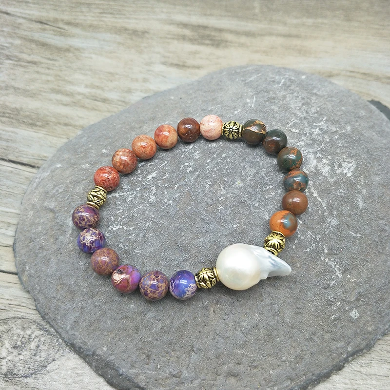 Youga 8mm Natural Stone Beads Beaded Bracelet Vintage Gold Metal Accessories Spaced Baroque Pearl Jewels for Women Birthday gift
Youga 8mm Natural Stone Beads Beaded Bracelet Vintage Gold Metal Accessories Spaced Baroque Pearl Jewels for Women Birthday gift