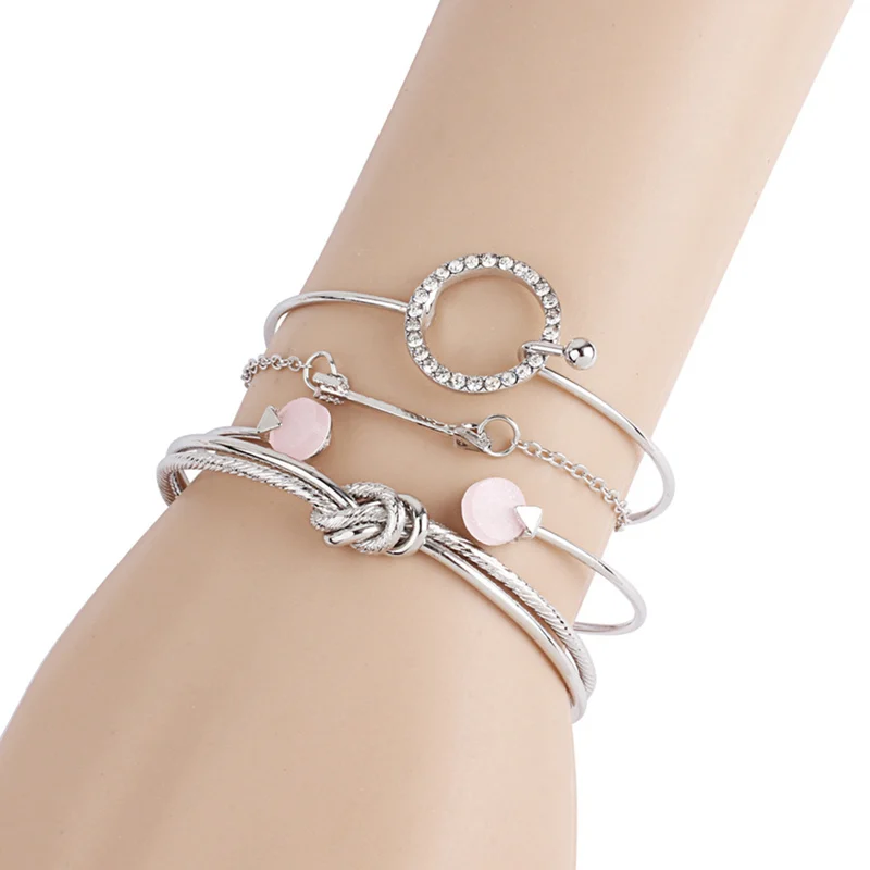 Trendy Accessories Alloy Crystal God Silver Double-layer Tie Circle 4 Pieces Set Open Bracelets For Women Jewelry Bangle
Trendy Accessories Alloy Crystal God Silver Double-layer Tie Circle 4 Pieces Set Open Bracelets For Women Jewelry Bangle