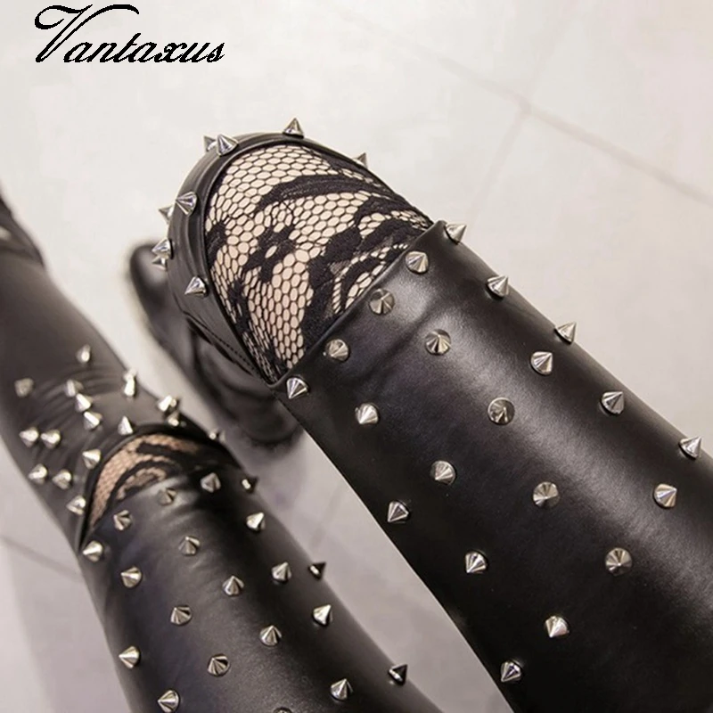 women faux leather pants fashion punk rock lace leggings rivet spliced slim hole pant night bar club party PU legging
women faux leather pants fashion punk rock lace leggings rivet spliced slim hole pant night bar club party PU legging