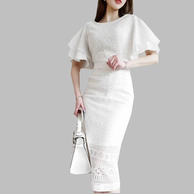 HAMALIEL Korean Style Lace Dress 2019 Summer Fashion White Butterfly Sleeve Bodycon Party Dress Women Hollow Out Pencil Dress
HAMALIEL Korean Style Lace Dress 2019 Summer Fashion White Butterfly Sleeve Bodycon Party Dress Women Hollow Out Pencil Dress