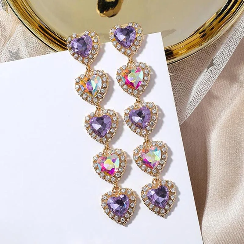 Korean Luxury Sweet Cute Colorful Austrian Crystal Love Heart Long Drop Earrings for Women Wedding Bridal Charm Jewelry
Korean Luxury Sweet Cute Colorful Austrian Crystal Love Heart Long Drop Earrings for Women Wedding Bridal Charm Jewelry