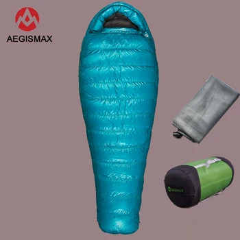 

2018 Aegismax M3 Lengthened Mummy Sleeping Bag Ultralight White Goose Down Box Baffles Winter Outdoor Camping Hiking 210cm*82cm