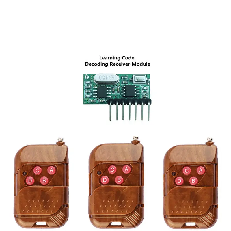 Wireless Wide Voltage Coding Transmitter Decoding Receiver 4 Channel Output Module for 433Mhz Remote Control KT02-4x3+RX480E-4
Wireless Wide Voltage Coding Transmitter Decoding Receiver 4 Channel Output Module for 433Mhz Remote Control KT02-4x3+RX480E-4