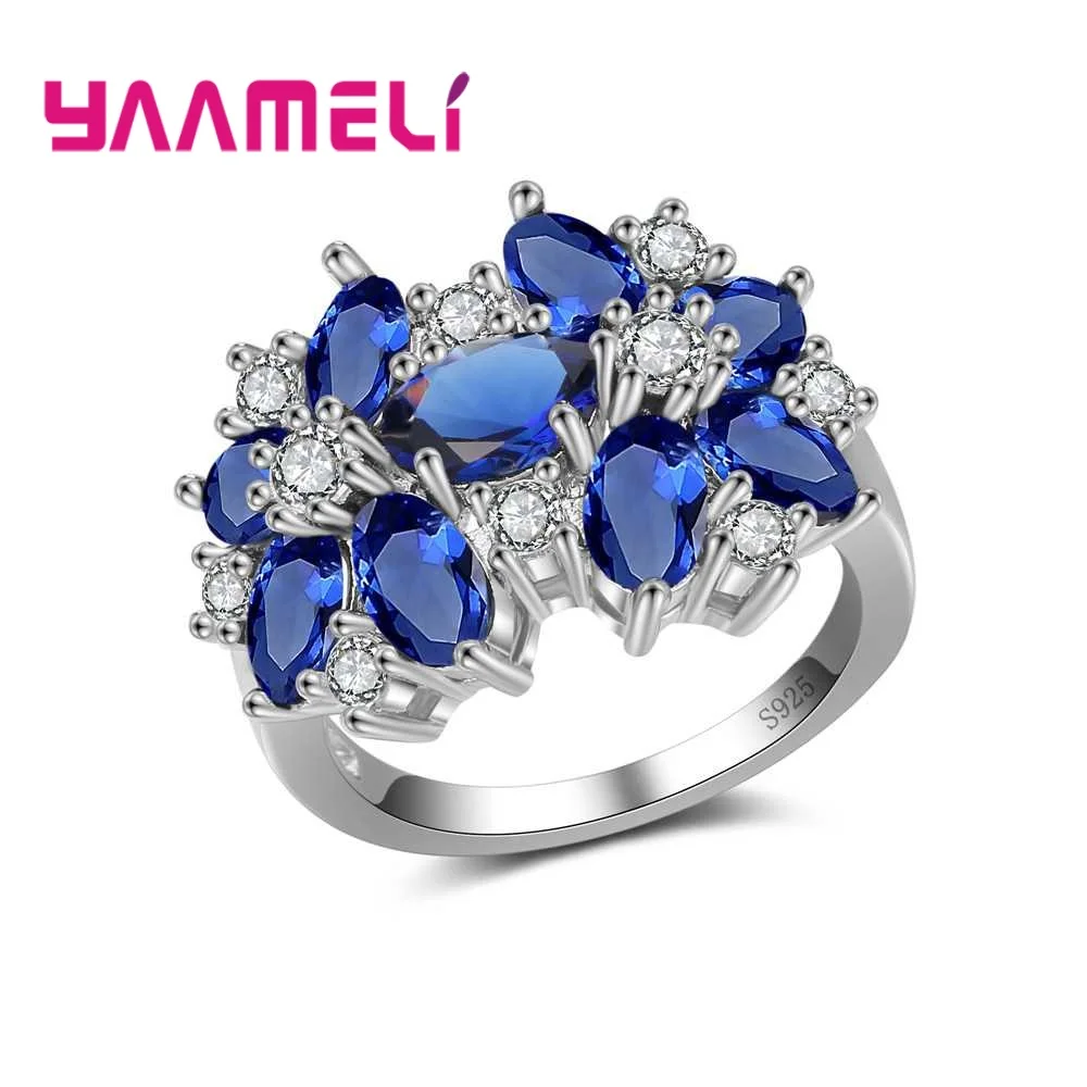 Trendy Elegant Women Ring 925 Sterling Silver Accessories Pretty Blue Crystal Stone Beautiful Flower Ring Gift Anel
Trendy Elegant Women Ring 925 Sterling Silver Accessories Pretty Blue Crystal Stone Beautiful Flower Ring Gift Anel