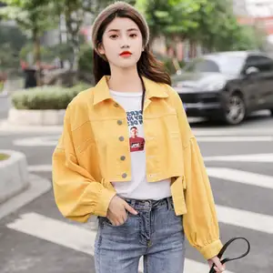 yellow denim jacket cropped