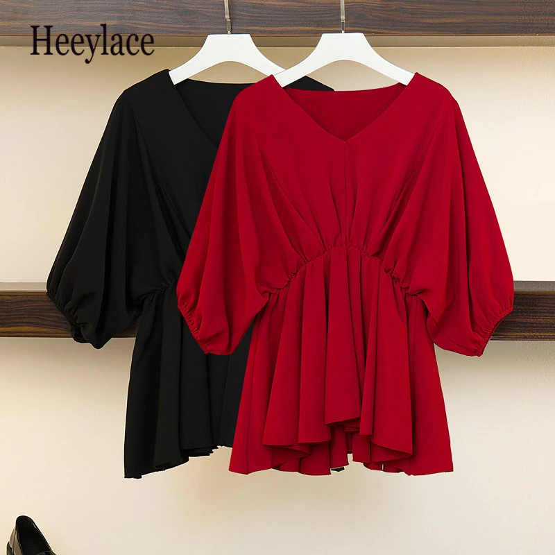 2019 Summer Women Blouse Plus Size Casual Solid Cotton Shirts Ladies Baggy Blusas Batwing Sleeve Work Office black Tops
2019 Summer Women Blouse Plus Size Casual Solid Cotton Shirts Ladies Baggy Blusas Batwing Sleeve Work Office black Tops