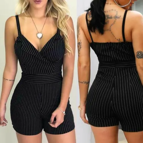 Women Sexy Sleeveless Striped Jumpsuit Ladies V-neck Sling Playsuit Jumpsuit Romper Summer Woman Casual Streetwear
Women Sexy Sleeveless Striped Jumpsuit Ladies V-neck Sling Playsuit Jumpsuit Romper Summer Woman Casual Streetwear