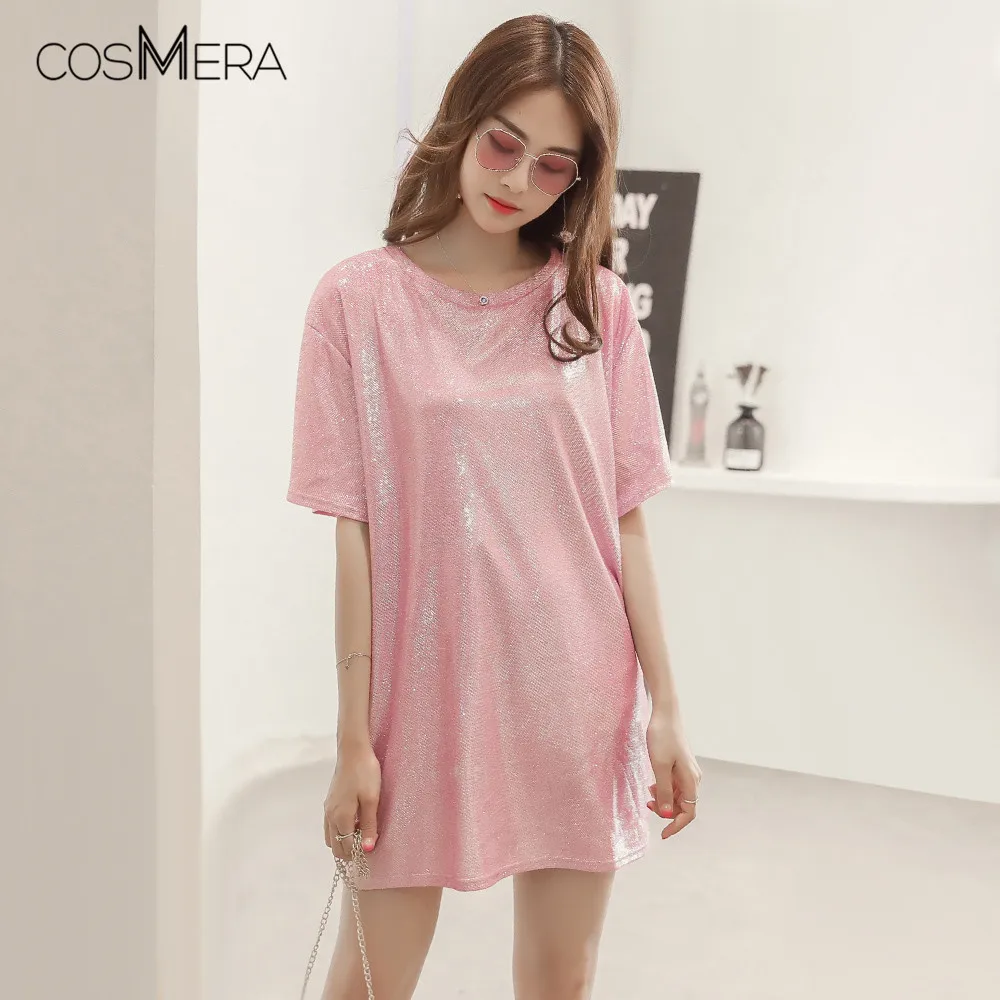 CosMera Fashion Round Collar Short Sleeve Loose Metallic Yarn Women T-Shirt Casual Solid Color Summer Tops For Women 2018
CosMera Fashion Round Collar Short Sleeve Loose Metallic Yarn Women T-Shirt Casual Solid Color Summer Tops For Women 2018