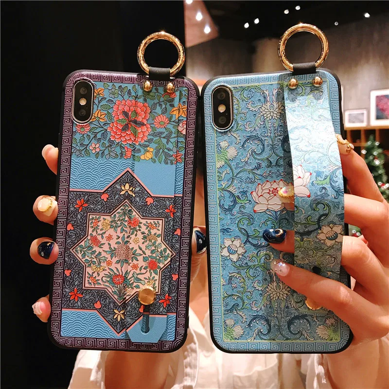 New Wrist Strap Soft TPU Phone Case For iphone 6 6s 7 8 plus Case For iphone X Xs max XR Flower embroidery Pattern Cases
New Wrist Strap Soft TPU Phone Case For iphone 6 6s 7 8 plus Case For iphone X Xs max XR Flower embroidery Pattern Cases