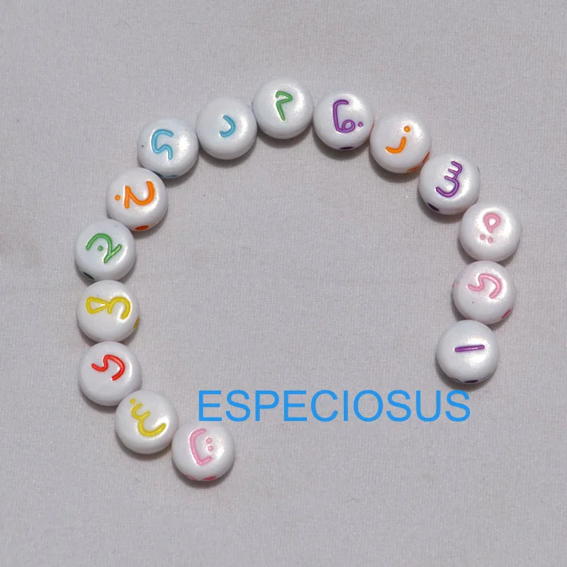 Jewelry Accessory Arabic alphabet Hand Painted Acrylic Beads 7*4MM Flat Round Shape White Color Bracelet Letter Beads 100pcs
Jewelry Accessory Arabic alphabet Hand Painted Acrylic Beads 7*4MM Flat Round Shape White Color Bracelet Letter Beads 100pcs