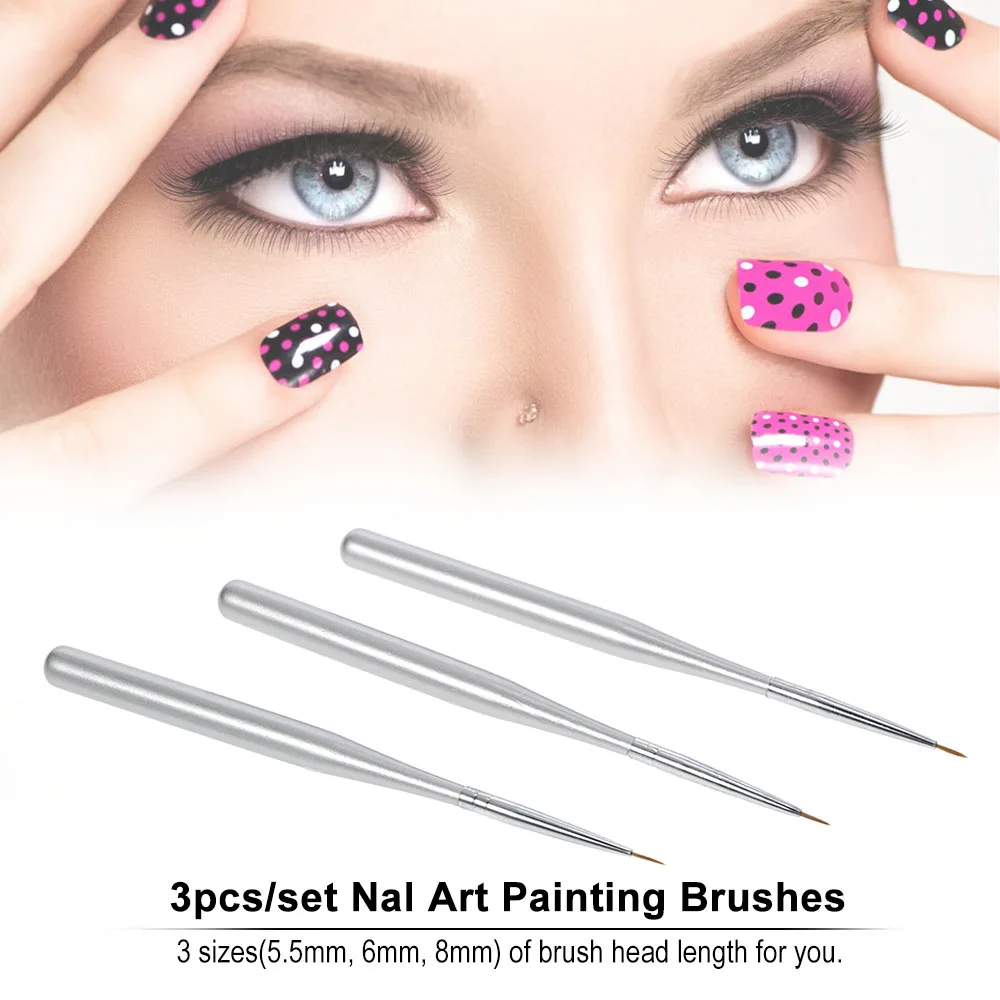 3Pcs Nail Art Liner Brush Painting Drawing Pen Acrylic UV Gel Builder Nail Liner Design Brush Pen 5.5mm/6mm/8mm DIY Nail Tool
3Pcs Nail Art Liner Brush Painting Drawing Pen Acrylic UV Gel Builder Nail Liner Design Brush Pen 5.5mm/6mm/8mm DIY Nail Tool