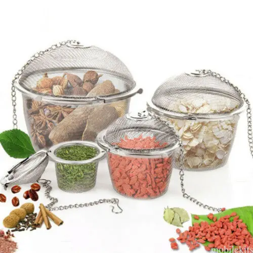 3 Sizes Spice Seasoning Bag Tea Strainer Chained Lid Stainless Steel Mesh Ball Tea Coffee Filter Basket Infuser Tools
3 Sizes Spice Seasoning Bag Tea Strainer Chained Lid Stainless Steel Mesh Ball Tea Coffee Filter Basket Infuser Tools