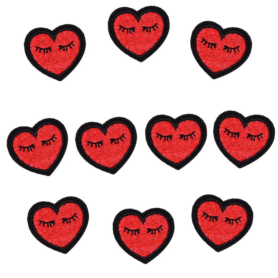 10PCS Squint heart shaped patches for clothes iron on applique embroidered patches DIY labels backpack sew accessories patches 
10PCS Squint heart shaped patches for clothes iron on applique embroidered patches DIY labels backpack sew accessories patches