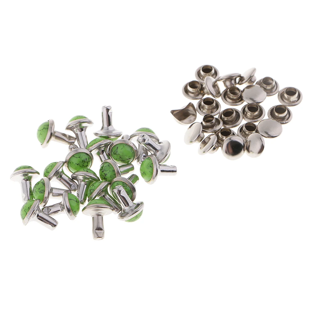 20 Sets Turquoise Decoration Rivets Punk Studs Spikes Garment Bags Shoes Leather Belts Leather Craft DIY Decoration 7mm