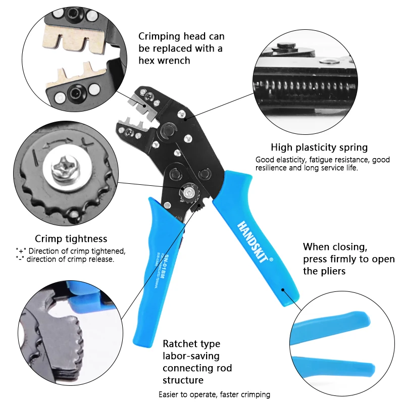 Handskit Crimper Cable Cutter Automatic Wire Stripper 6.34.82.8 Plug Spring Insert Terminal Multifunctional Decrustation Plier2