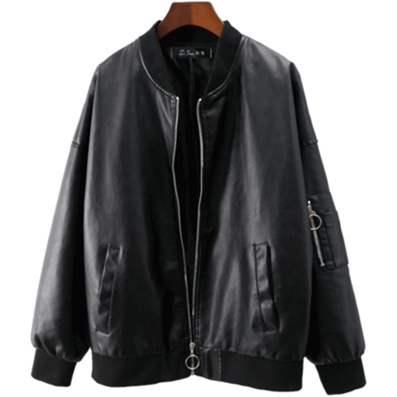 New Brand Loose PU Faux Leather Jacket Women Classic Bomber Jacket Female Autumn Baseball Jacket Leather coat T315
New Brand Loose PU Faux Leather Jacket Women Classic Bomber Jacket Female Autumn Baseball Jacket Leather coat T315