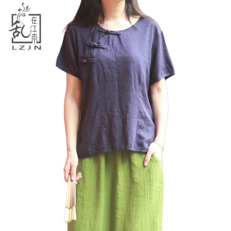 LZJN Short Sleeve Cotton Linen Blouse 2019 Summer Tops O-Neck Chinese Style Women's Blouses Vintage Cheongsam Top Female Shirt
LZJN Short Sleeve Cotton Linen Blouse 2019 Summer Tops O-Neck Chinese Style Women's Blouses Vintage Cheongsam Top Female Shirt