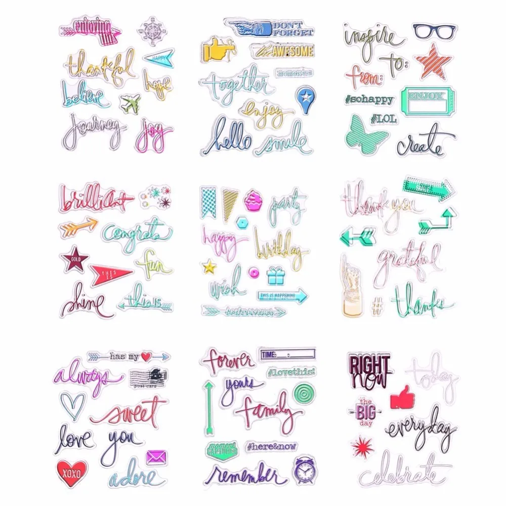 Scrapbooking Stamp Sheet Transparent Clear Silicone Rubber Sticker Set for Student DIY Album, 9 Patterns
Scrapbooking Stamp Sheet Transparent Clear Silicone Rubber Sticker Set for Student DIY Album, 9 Patterns
