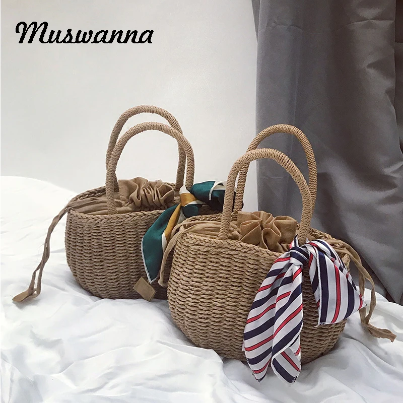 Retro Scarf Bow Straw Bag Women Handbag Mini Woven Travel Beach Bag Holiday Bohemian Tote Shopping Straw Bag Basket Bag 2019
Retro Scarf Bow Straw Bag Women Handbag Mini Woven Travel Beach Bag Holiday Bohemian Tote Shopping Straw Bag Basket Bag 2019