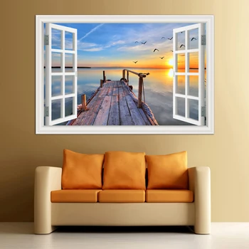 3d Wall Sticker Seaside Bridge Beautiful Sunset Landscape Window View Wallpaper Decals For Living Room Home Decor Decal Art
3d Wall Sticker Seaside Bridge Beautiful Sunset Landscape Window View Wallpaper Decals For Living Room Home Decor Decal Art