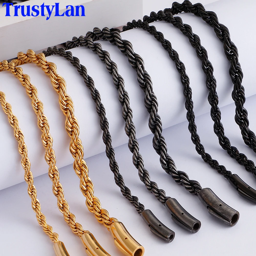 Fashion Choker Necklace Men Gold/Black/Silver Color Stainless Steel Twist Rope Chain Necklaces For Women 66CM Daily Wear Jewelry
Fashion Choker Necklace Men Gold/Black/Silver Color Stainless Steel Twist Rope Chain Necklaces For Women 66CM Daily Wear Jewelry