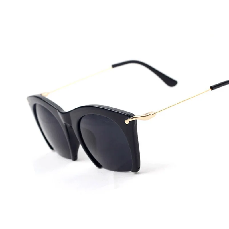 Фото Li Brand half rim Sunglasses CAT EYE Sun shades lenses Half frame goggles Women Tinted wear Black Party sunglass Metal | Аксессуары для
