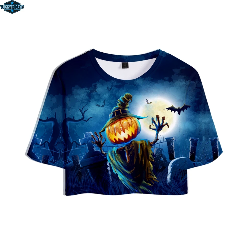 LUCKYFRIDAYF 3D Halloween Sexy Dew Belly Tshirt Interesting Western Festivals Sexy Short T-shirt Women Fashion Casual 3D T Shirt 
LUCKYFRIDAYF 3D Halloween Sexy Dew Belly Tshirt Interesting Western Festivals Sexy Short T-shirt Women Fashion Casual 3D T Shirt