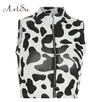 ArtSu Cow Printed Tank Top Sleeveless Bralette Crop Top Women Harajuku Zipper Sexy White Black Casual Tops Streetwear ASVE20531
ArtSu Cow Printed Tank Top Sleeveless Bralette Crop Top Women Harajuku Zipper Sexy White Black Casual Tops Streetwear ASVE20531