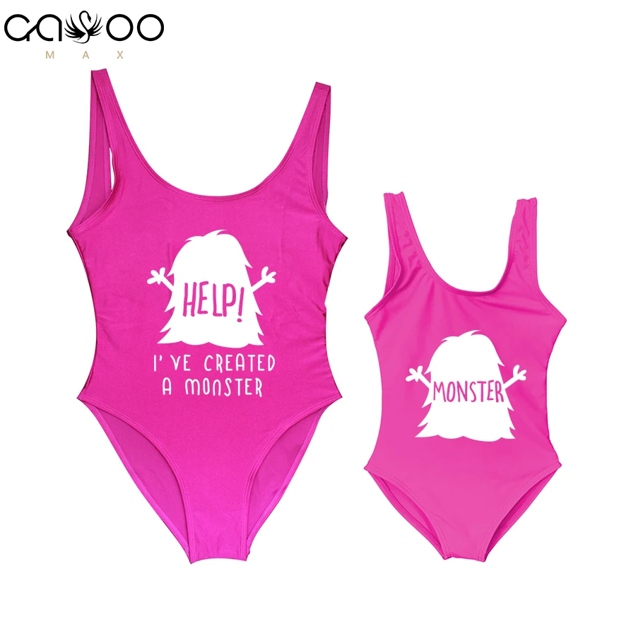 Mother And Daughter Letters Swimsuits 2019 Family Matching Clothes Kids Parents Matching outfits "Monster" "Help" Fun Swimsuit
Mother And Daughter Letters Swimsuits 2019 Family Matching Clothes Kids Parents Matching outfits "Monster" "Help" Fun Swimsuit