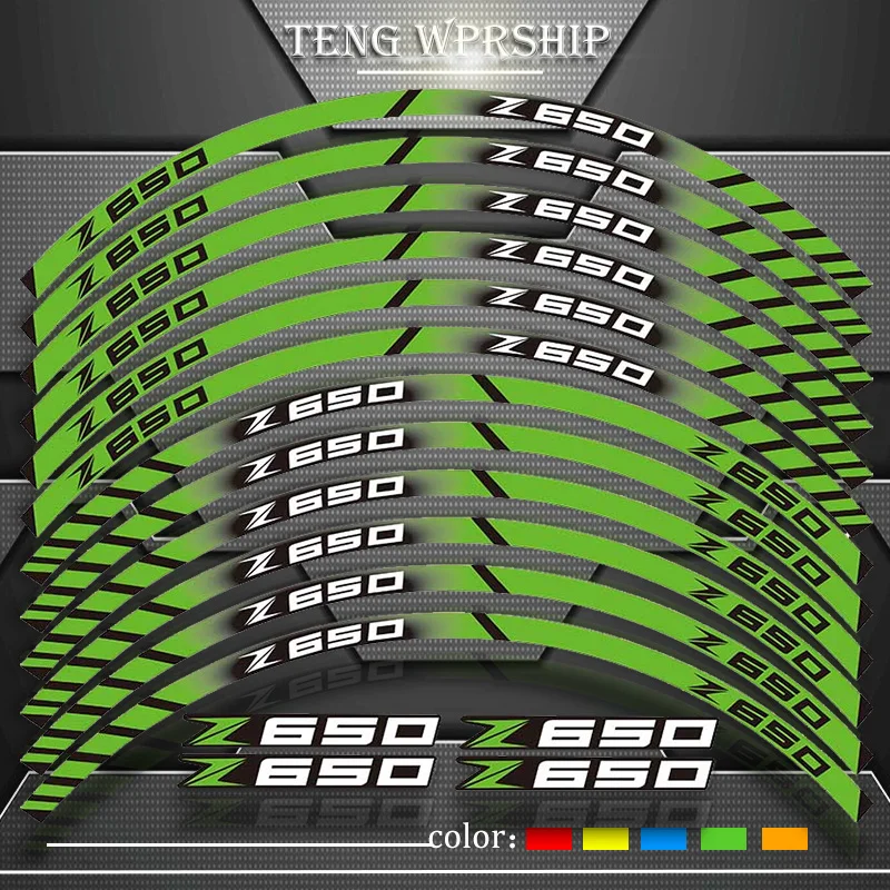 6 color Motorcycle Front and Rear Wheels Edge Outer Rim Sticker Reflective Stripe Wheel Decals For KAWASAKI Z650 Z 650 
6 color Motorcycle Front and Rear Wheels Edge Outer Rim Sticker Reflective Stripe Wheel Decals For KAWASAKI Z650 Z 650
