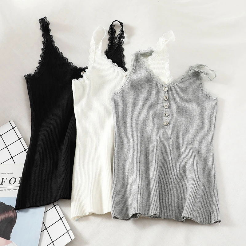 2019 new fashion women's vest Simple versatile V-neck lace trim Slim solid color casual knit camis G884
2019 new fashion women's vest Simple versatile V-neck lace trim Slim solid color casual knit camis G884