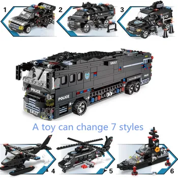 7 Military Series Police Building Blocks Kids Assembling Urban Weapons Aircraft Car Boat Dolls Boy Toy Compatible blocks bricks 
7 Military Series Police Building Blocks Kids Assembling Urban Weapons Aircraft Car Boat Dolls Boy Toy Compatible blocks bricks