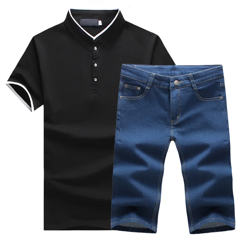 Summer Denim shorts men's shorts and shirt Fashion Slim Casual plus size T-shirt +Shorts suit male Black white 5XL Two-piece set
Summer Denim shorts men's shorts and shirt Fashion Slim Casual plus size T-shirt +Shorts suit male Black white 5XL Two-piece set