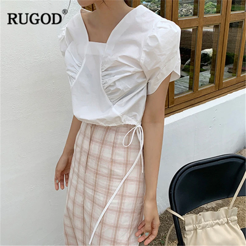 RUGOD 2019 Summer Women White Characteristic Shirt Special V-neck Irregular Short Sleeves Pleated Short Blouse Loose Active Tops
RUGOD 2019 Summer Women White Characteristic Shirt Special V-neck Irregular Short Sleeves Pleated Short Blouse Loose Active Tops