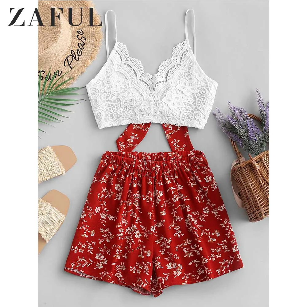 ZAFUL Floral Print Knotted Lace Panel Shorts Set High Waist Polyester Casual Criss-Cross Women Two Pieces Sets Sexy Streetwear
ZAFUL Floral Print Knotted Lace Panel Shorts Set High Waist Polyester Casual Criss-Cross Women Two Pieces Sets Sexy Streetwear