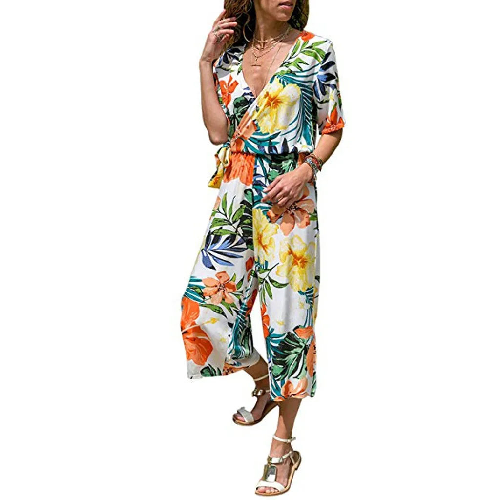 Fashsiualy Summer Chiffon Jumpsuit women's suit Women Ladies V-Neck Bandage Lace Up Flower Print Cropped Pants Jumpsuit vadim
Fashsiualy Summer Chiffon Jumpsuit women's suit Women Ladies V-Neck Bandage Lace Up Flower Print Cropped Pants Jumpsuit vadim
