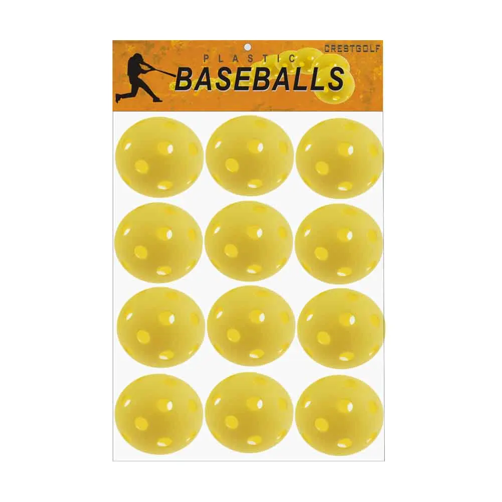 CRESTGOLF 12pcsx72mm plastic baseballs Practice airflow Floor ball Soft Ball de with yellow and orange for choice
CRESTGOLF 12pcsx72mm plastic baseballs Practice airflow Floor ball Soft Ball de with yellow and orange for choice