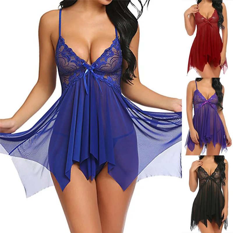Women Sexy Lingerie Nightwear Erotic Underwear Sleepwear Lace BabyDoll Dress G-string Sex Products Baby Doll Exotic Apparel