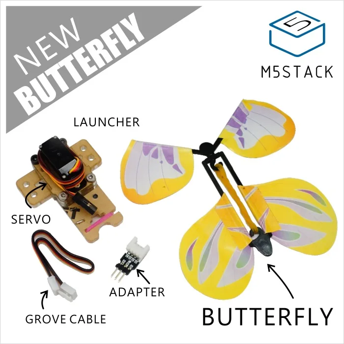 M5Stack Official Rubber Band Powered Butterfly Launcher with SERVO control and GROVE Cable Adapter Children's Magic Prop Toy
M5Stack Official Rubber Band Powered Butterfly Launcher with SERVO control and GROVE Cable Adapter Children's Magic Prop Toy