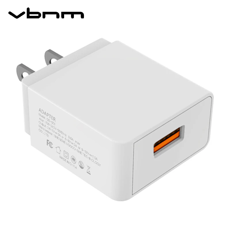 VBNM Quick Charge 3.0 USB Cell Phone Charger 18W 5V 3A 9V 2A 12V 1.5A Power Adapter For Apple iPhone iPad Android Samsung
VBNM Quick Charge 3.0 USB Cell Phone Charger 18W 5V 3A 9V 2A 12V 1.5A Power Adapter For Apple iPhone iPad Android Samsung