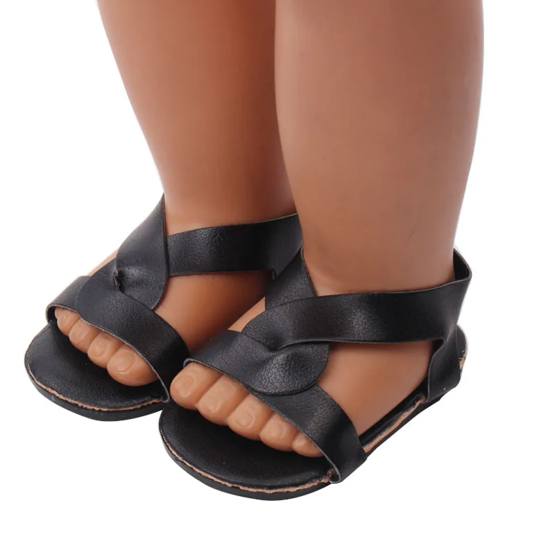 Dolls shoes American Summer Sandal PU shoe baby toys fit 18 inch Girl and 43 cm baby doll accessories (18)